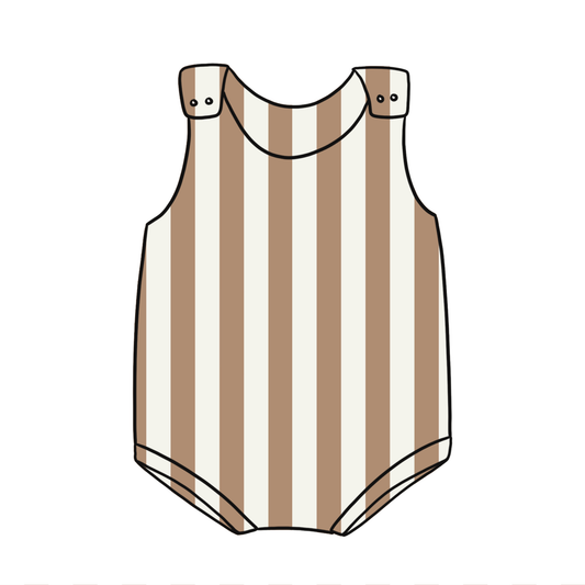 Taupe Stripes Child & Baby Bloomer Romper