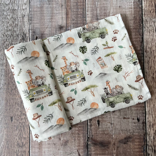 On Safari Muslin Swaddle Blanket