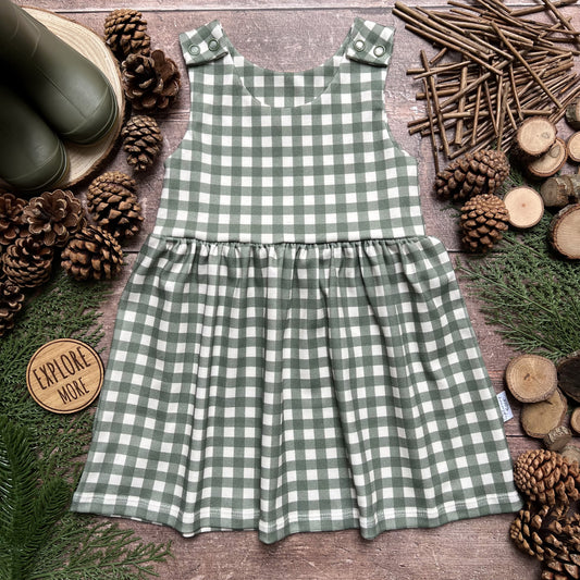 Forest Gingham Child & Baby Pinafore Dress