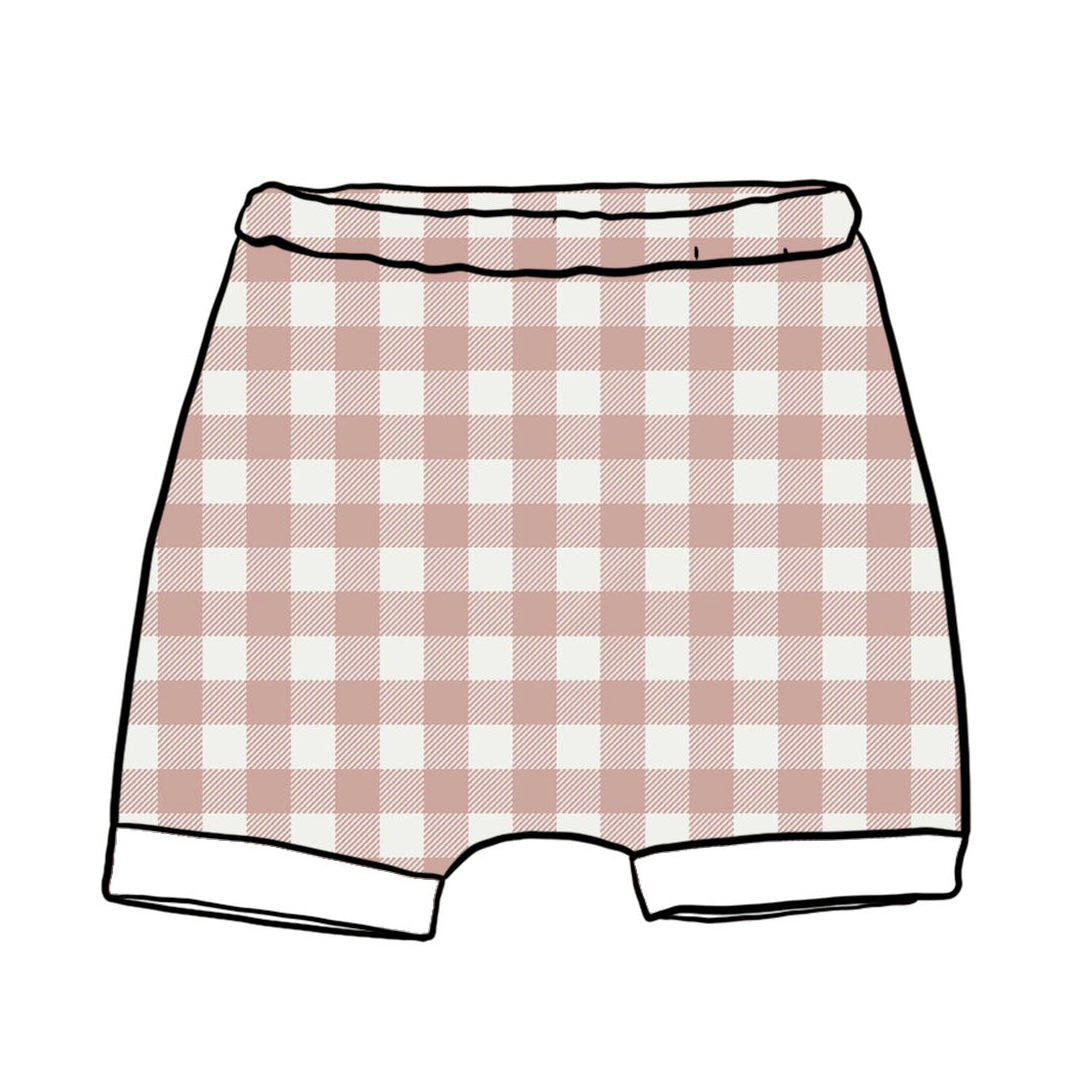 Rose Gingham Rolled Shorts