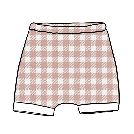 Rose Gingham Rolled Shorts