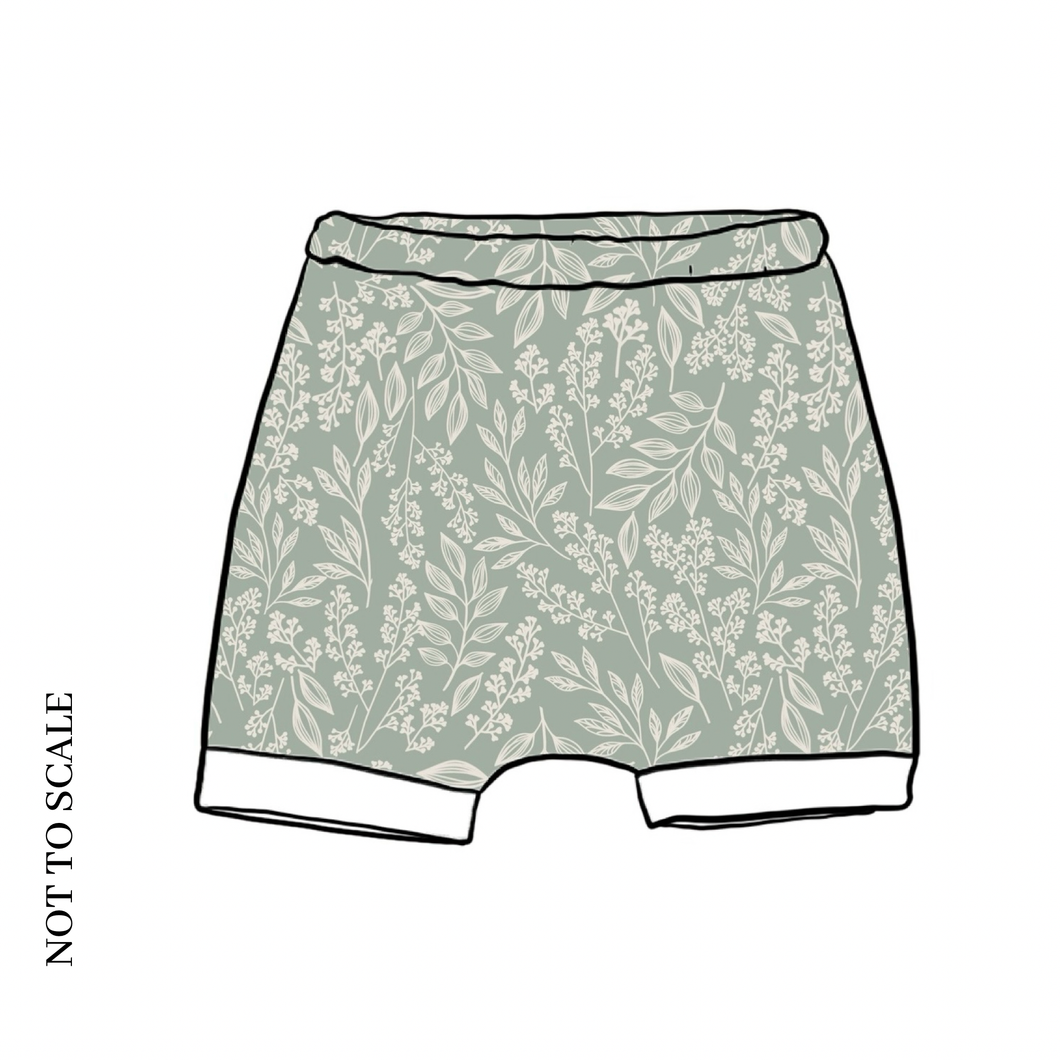Sage Boho Leaves Rolled Shorts