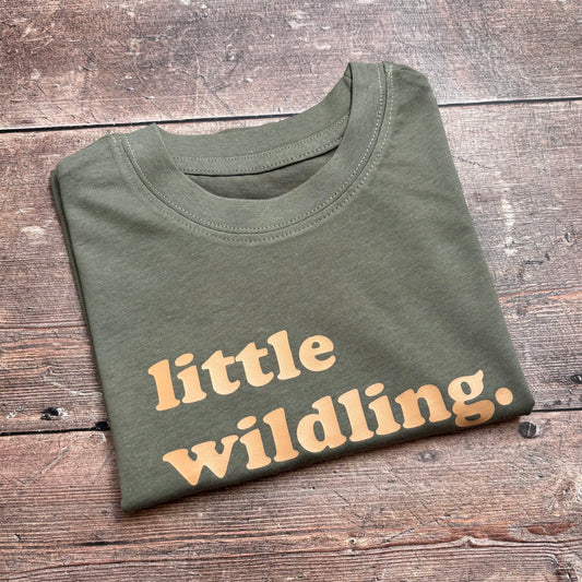 Little Wildling Short Sleeve T-Shirt 12-18m (Khaki)