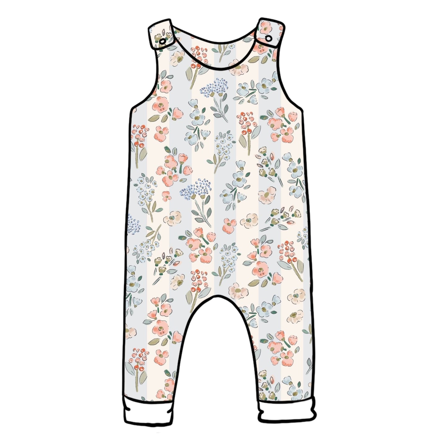 Floral Stripes Child & Baby Full Length Romper