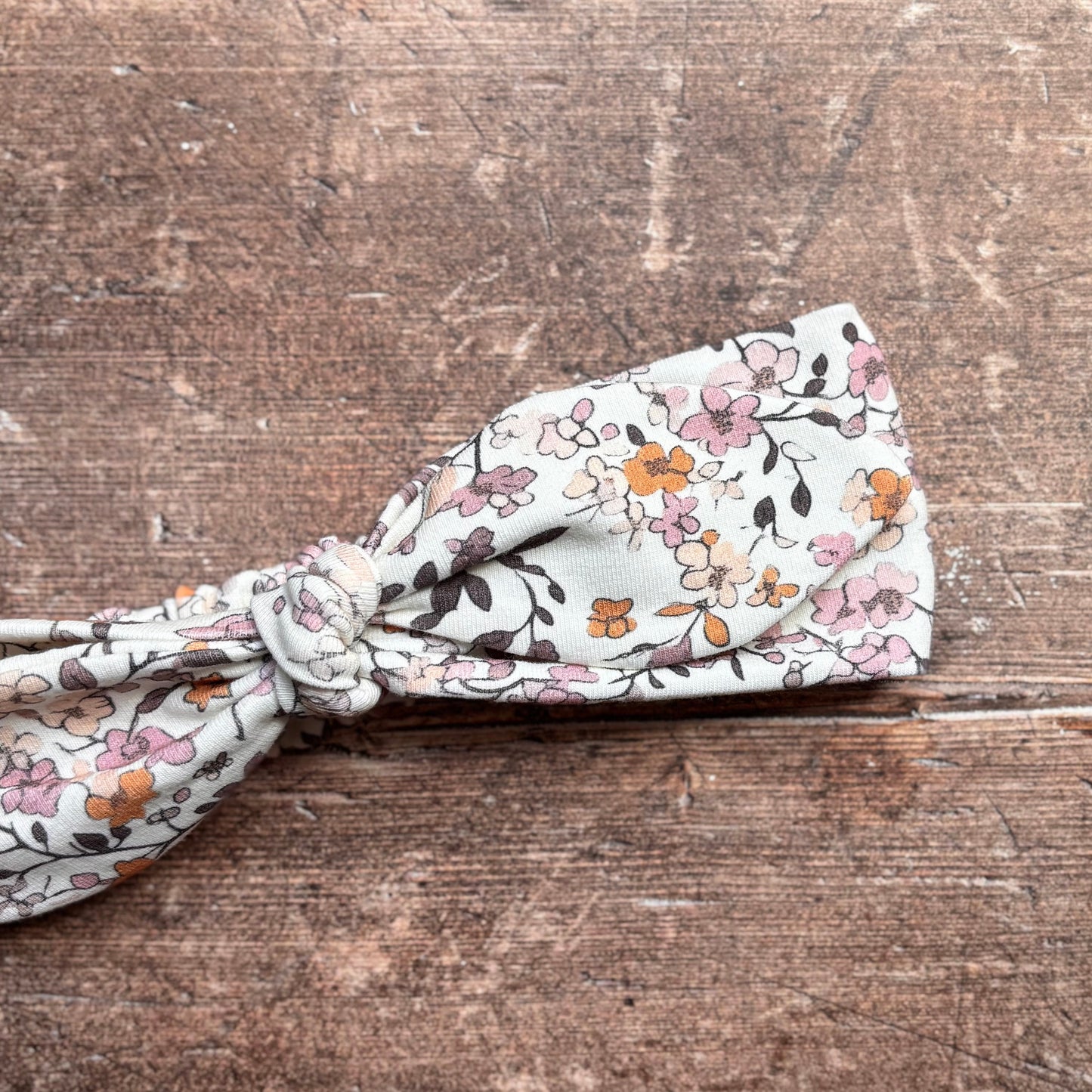 Lilac & Caramel Ditsy Floral Knot Bow Headband 1-3 years