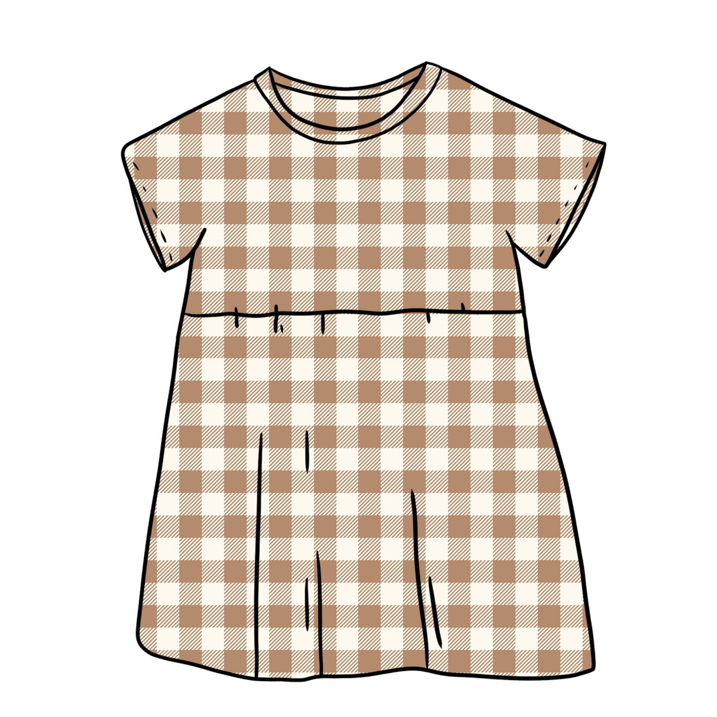 Mocha Gingham Child & Baby Sleeved Dress - 3 options