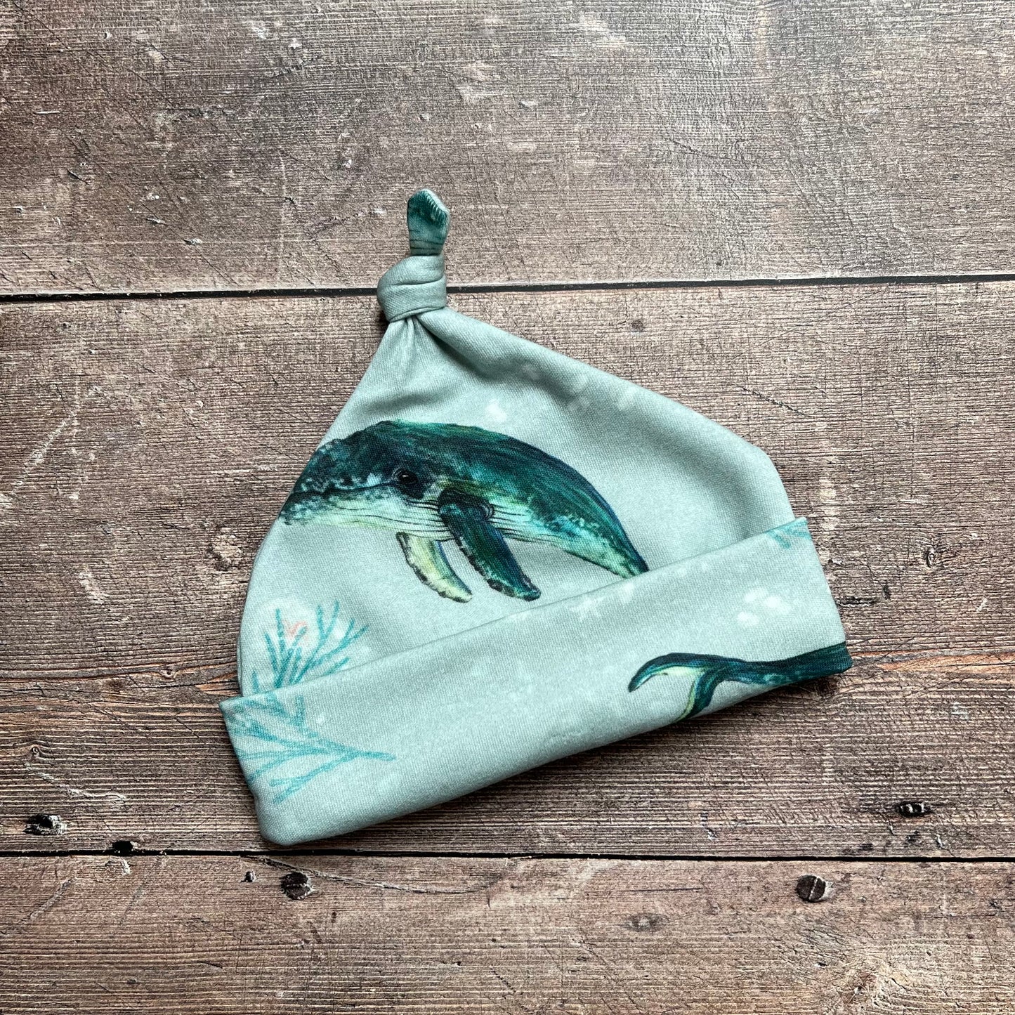 Humpback Whales Single Knotted Hat - 0-3m
