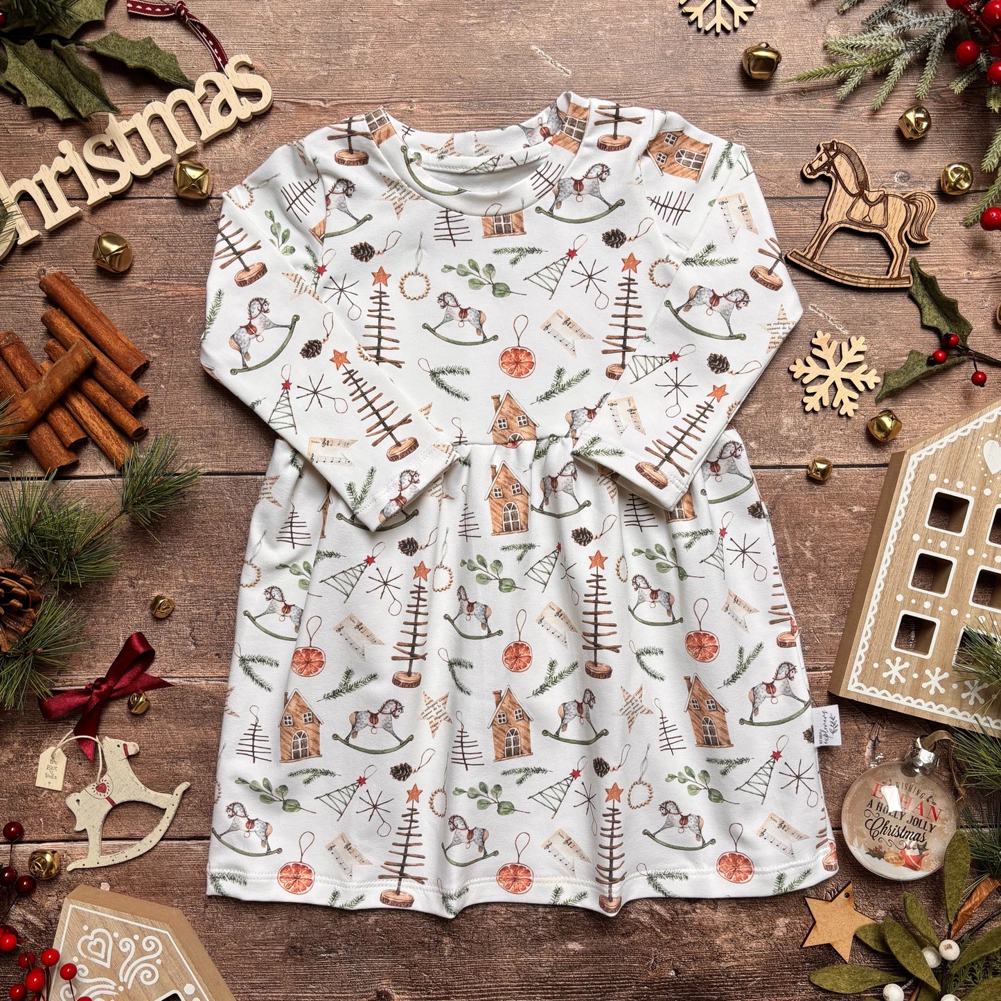 Scandi Christmas Child & Baby Long Sleeve Dress