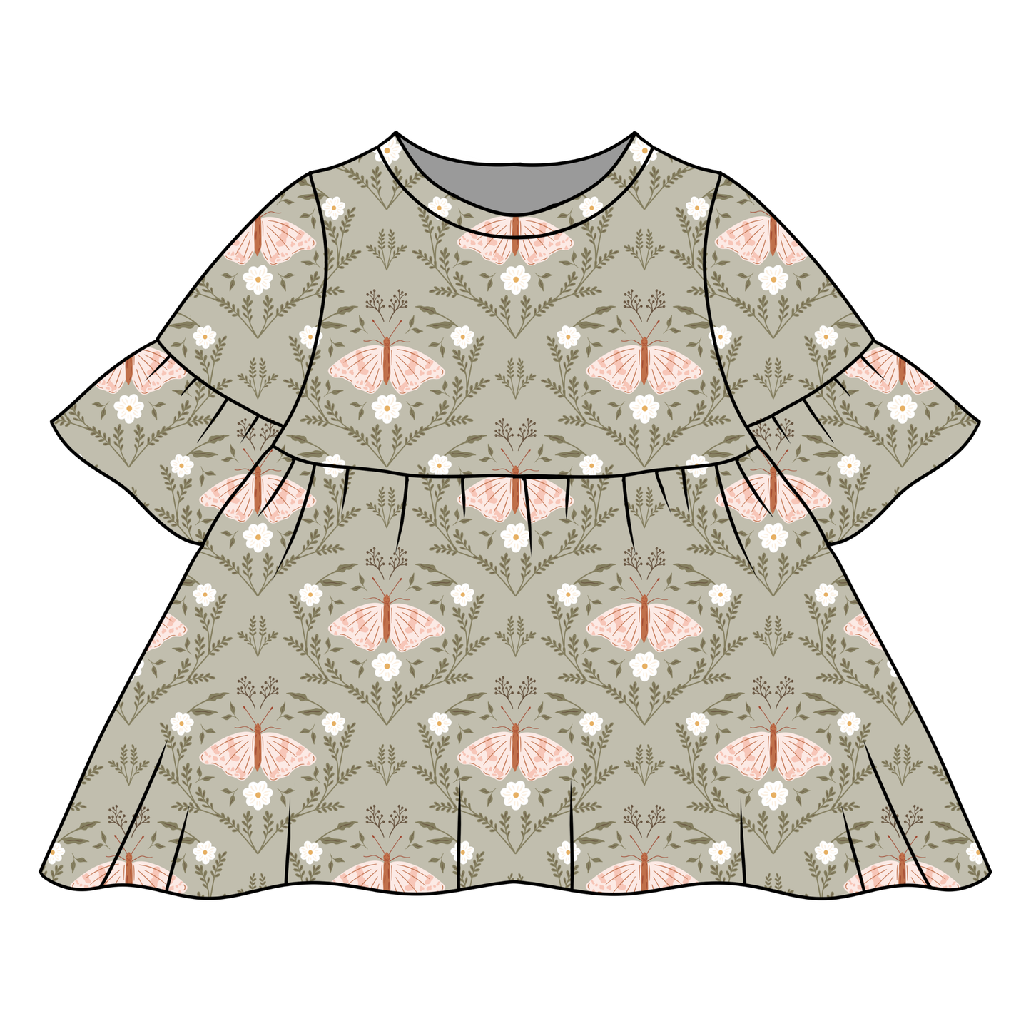 Butterfly Garden Child & Baby Sleeved Dress - 3 options