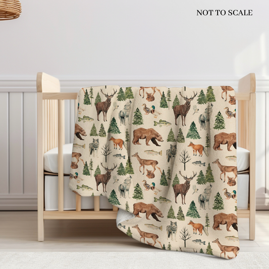 Wild Wood Animals Sherpa Blanket