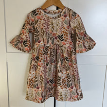 Load image into Gallery viewer, Embroidered Look Floral Frill Sleeved Dress
