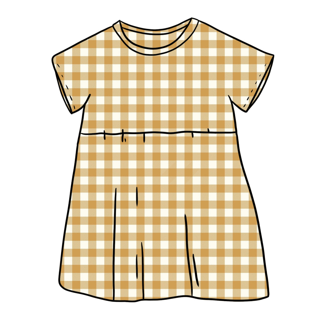 Ochre Gingham Short Sleeve Dress
