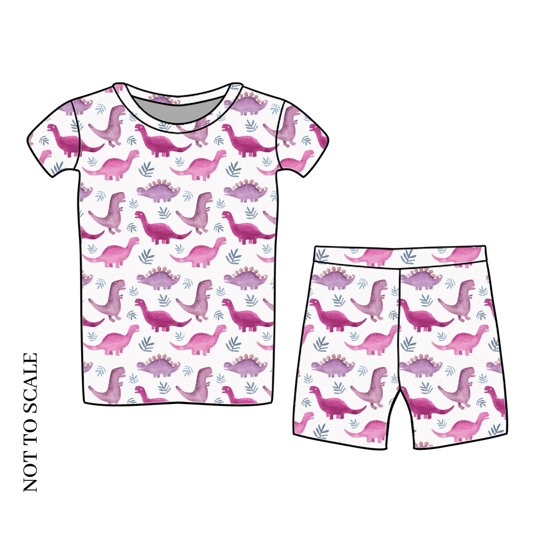 Pink Dinos Shorts Lounge Set