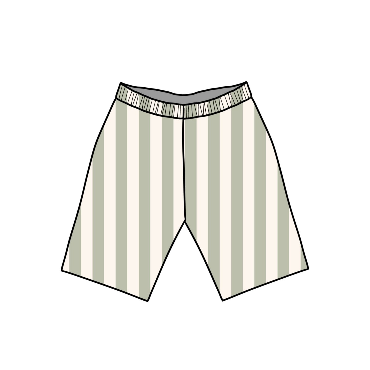 Sage Stripes Child & Baby Shorts - Rolled or Hemmed