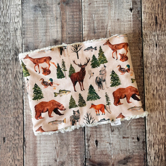 Wild Wood Animals Snood 1-4 years (sherpa fleece inside)