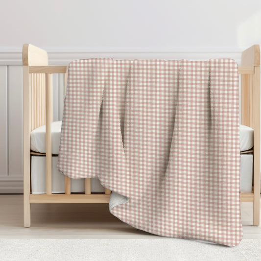 Rose Gingham Sherpa Blanket