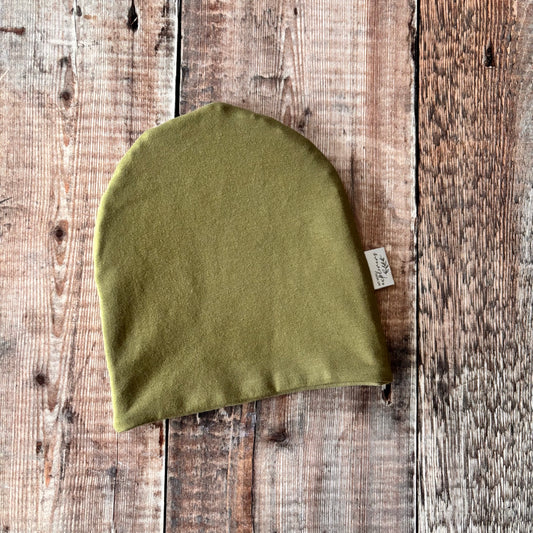 Wild Wood Check Bobble Hat 0-6m (army inside) NO POM POM