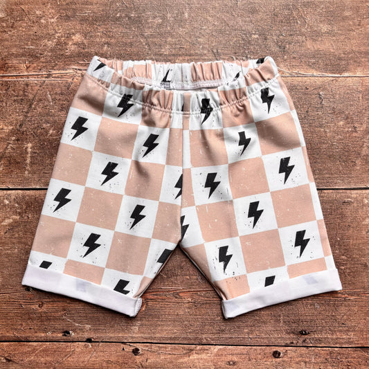 Lightning Chequers Child & Baby Shorts - Rolled or Hemmed
