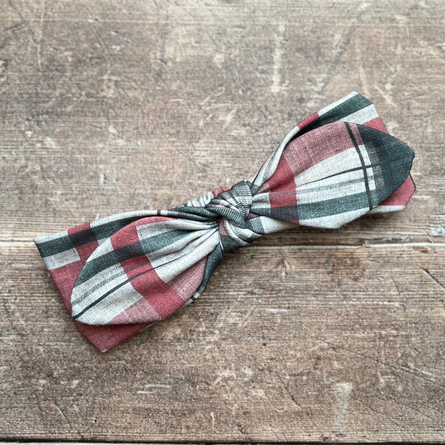Christmas Tartan Knot Bow Headband 1-3 years