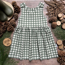 Load image into Gallery viewer, Forest Gingham Pinafore Dress
