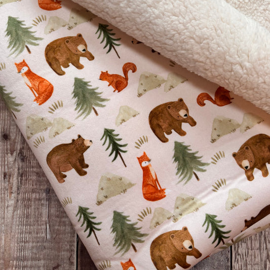 Forest Friends Sherpa Blanket - Pram/Buggy Size