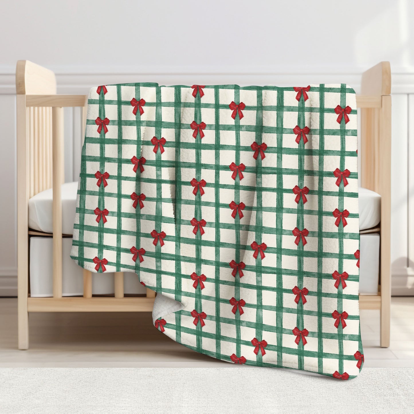 Christmas Gingham Child & Toddler Sherpa Blanket