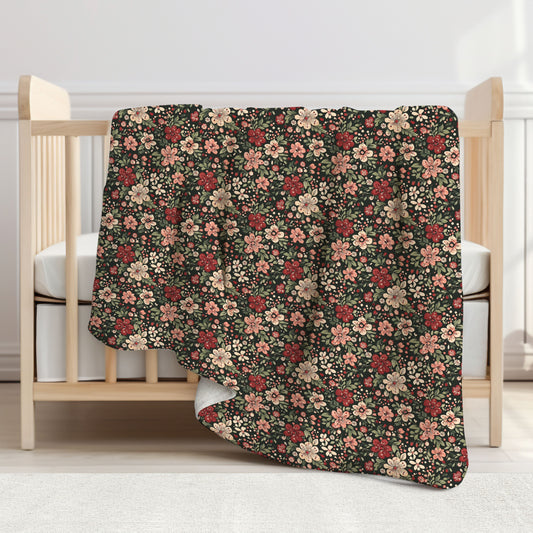 Christmas Floral Child & Toddler Sherpa Blanket