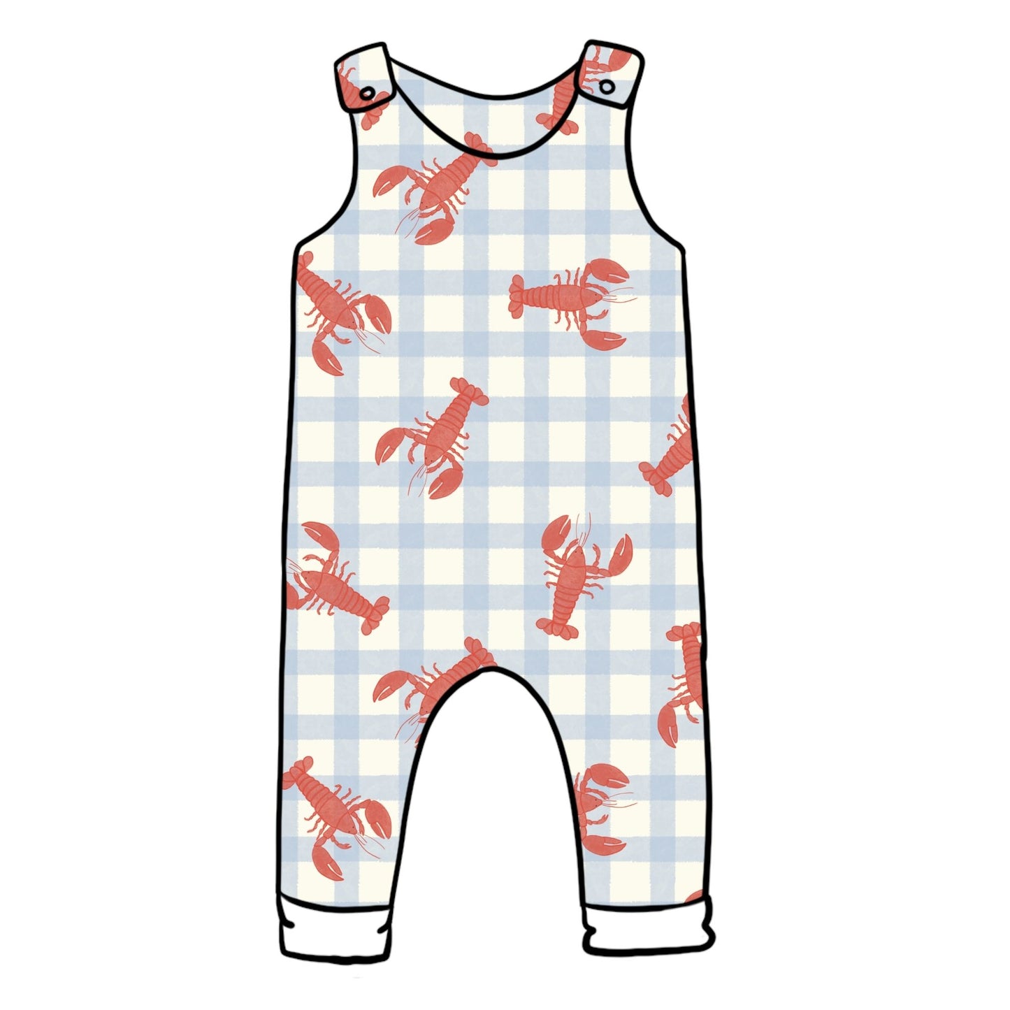 Gingham Lobster Child & Baby Full Length Romper