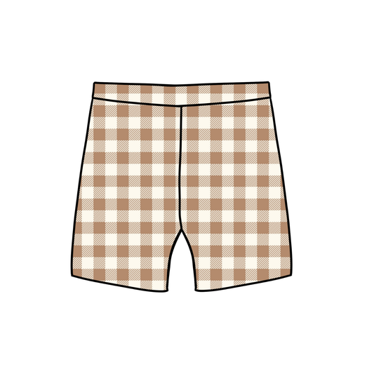 Mocha Gingham Baby & Child Lounge Shorts