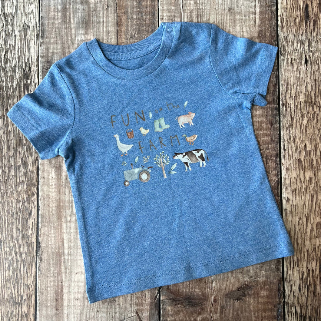 Fun on The Farm T-Shirt 6-12m (blue marl)