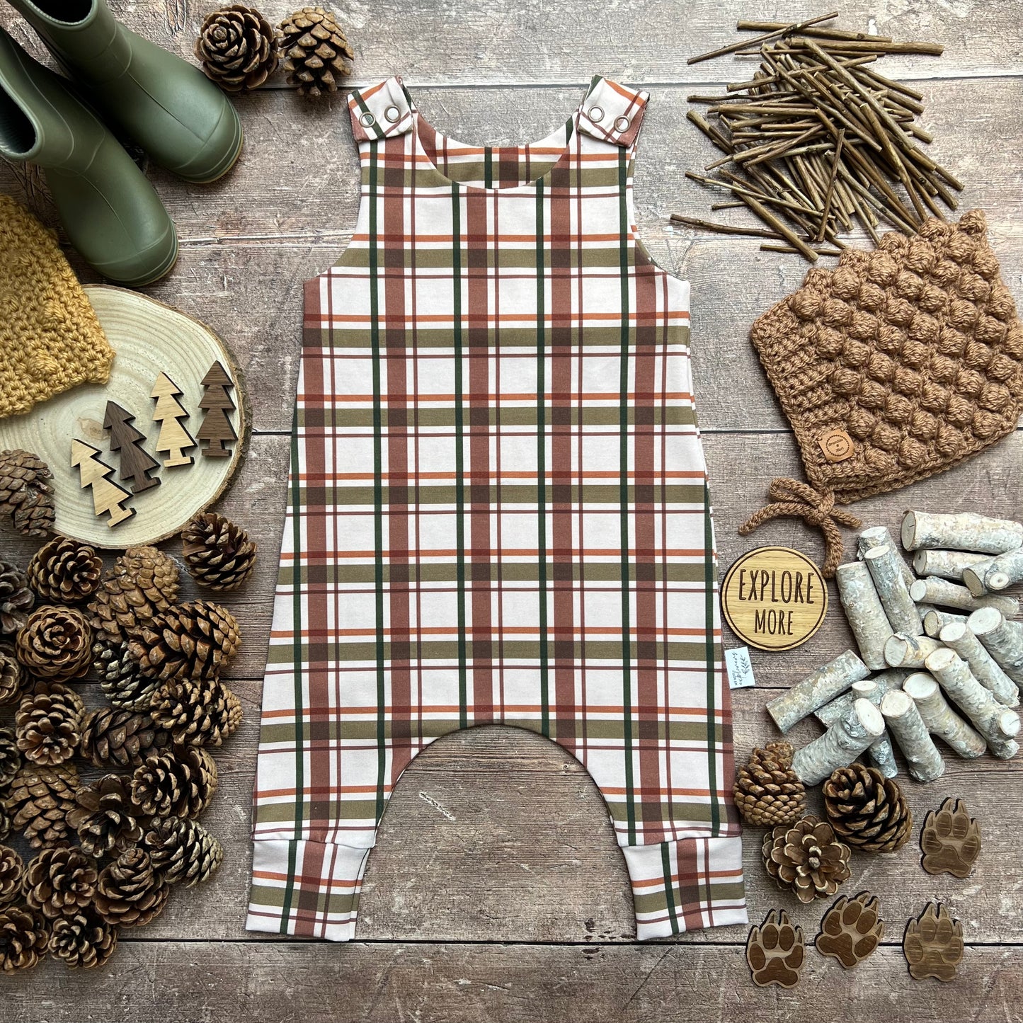 Wild Wood Check Romper