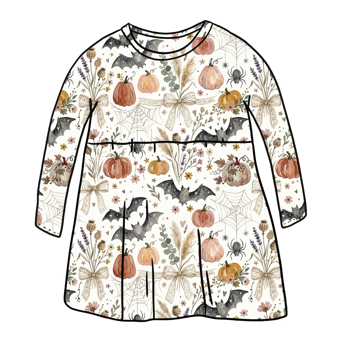 Boho Halloween Child & Baby Sleeved Dress - 3 options