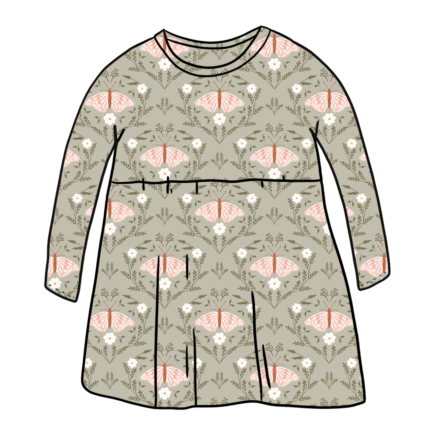 Butterfly Garden Child & Baby Sleeved Dress - 3 options