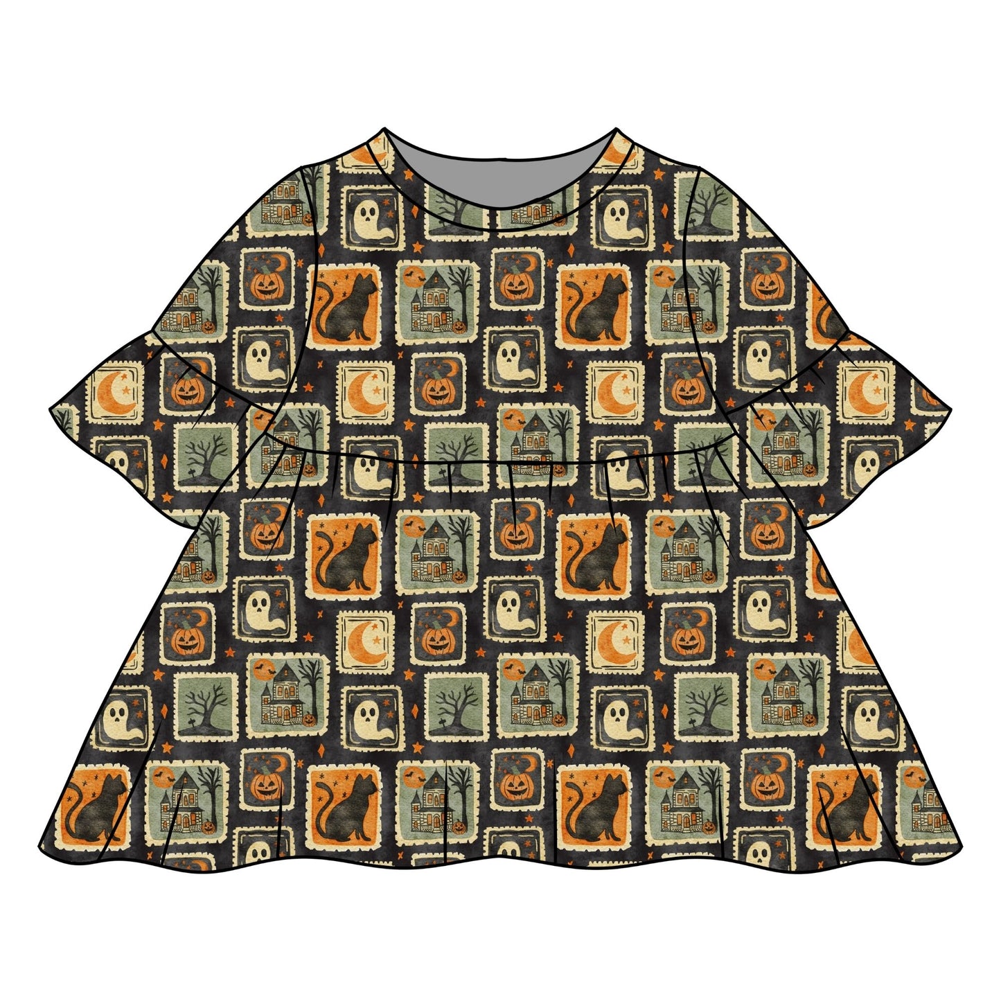 Halloween Stamps Child & Baby Sleeved Dress - 3 options