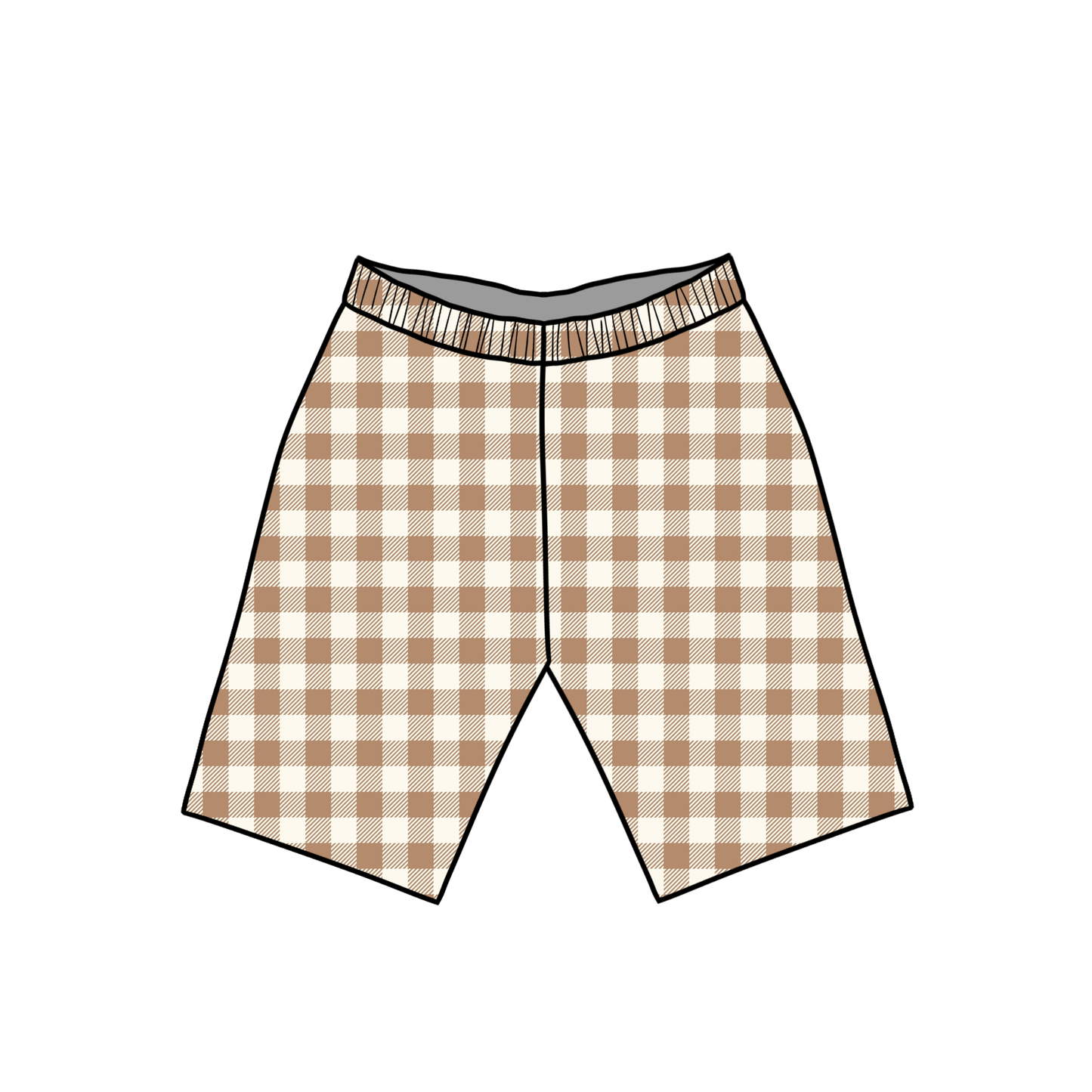 Mocha Gingham Child & Baby Shorts - Rolled or Hemmed