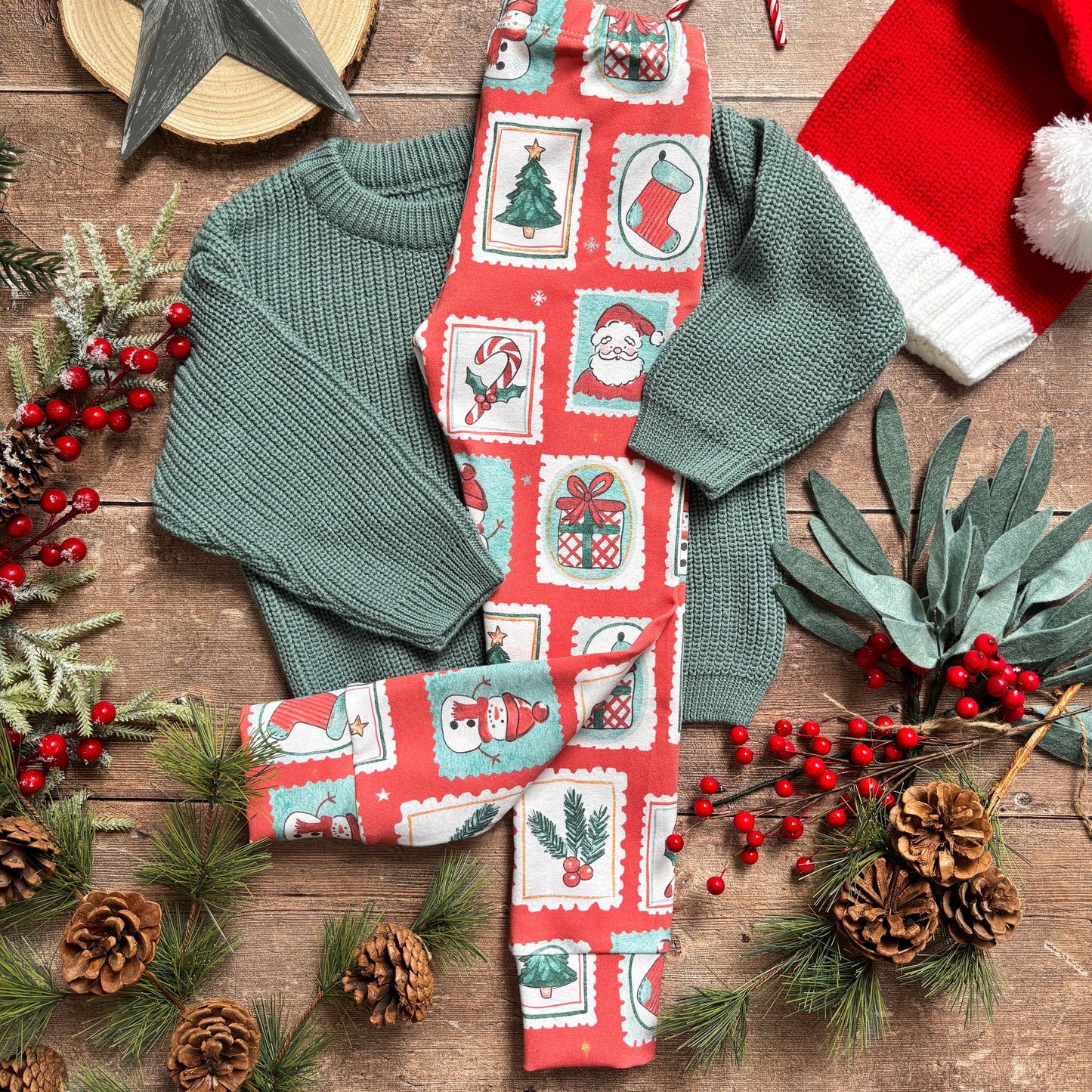 Christmas Stamps Leggings 2-3 years