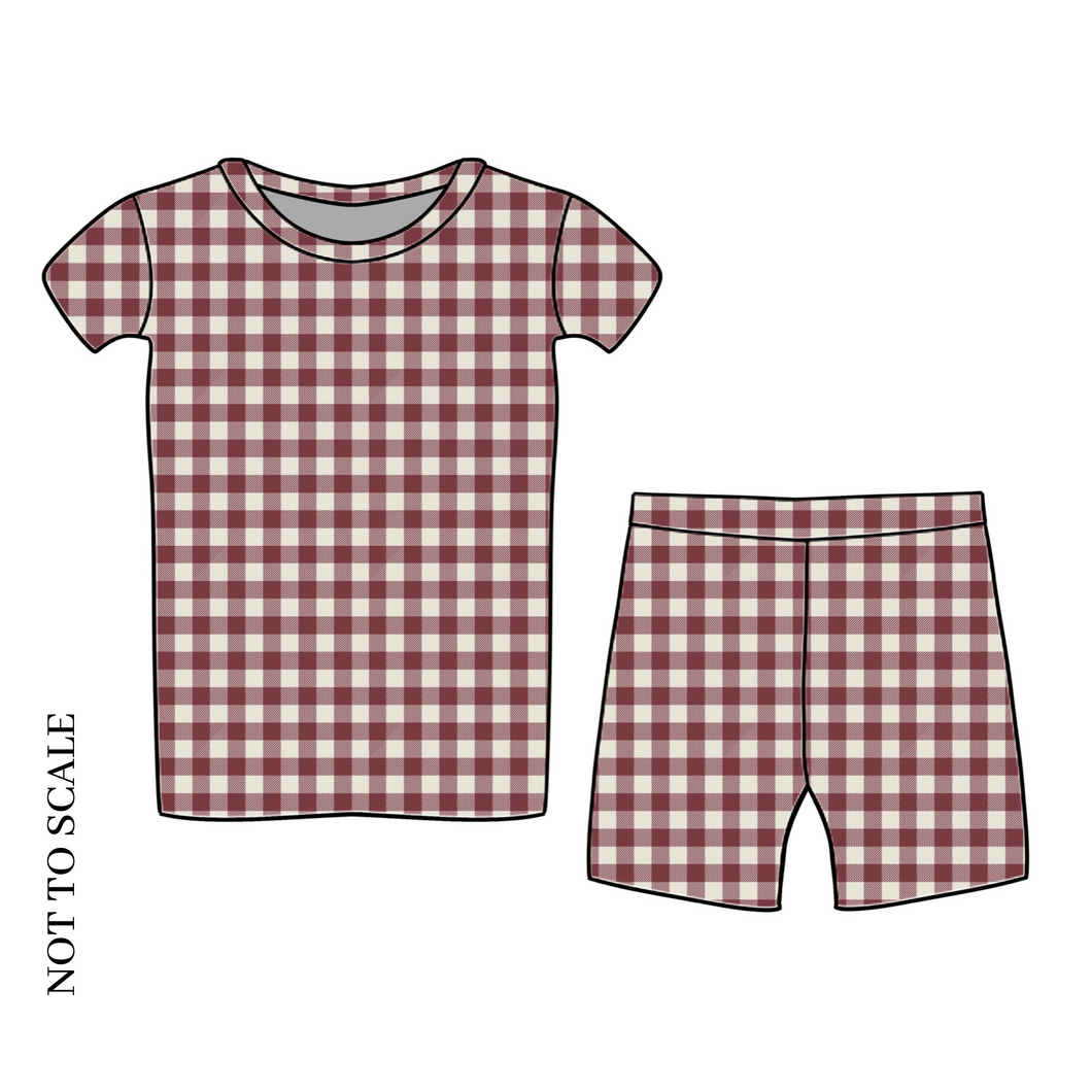 Berry Gingham Shorts Lounge Set