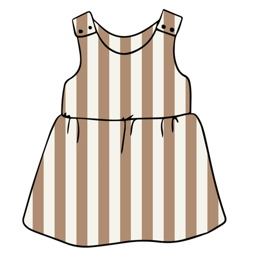 Taupe Stripes Child & Baby Pinafore Dress