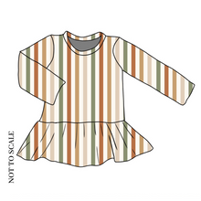 Load image into Gallery viewer, Neutral Stripes Peplum Top
