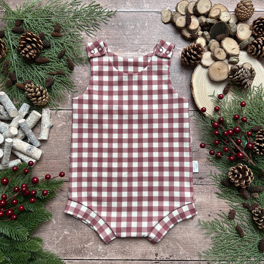 Berry Gingham Bloomer Romper