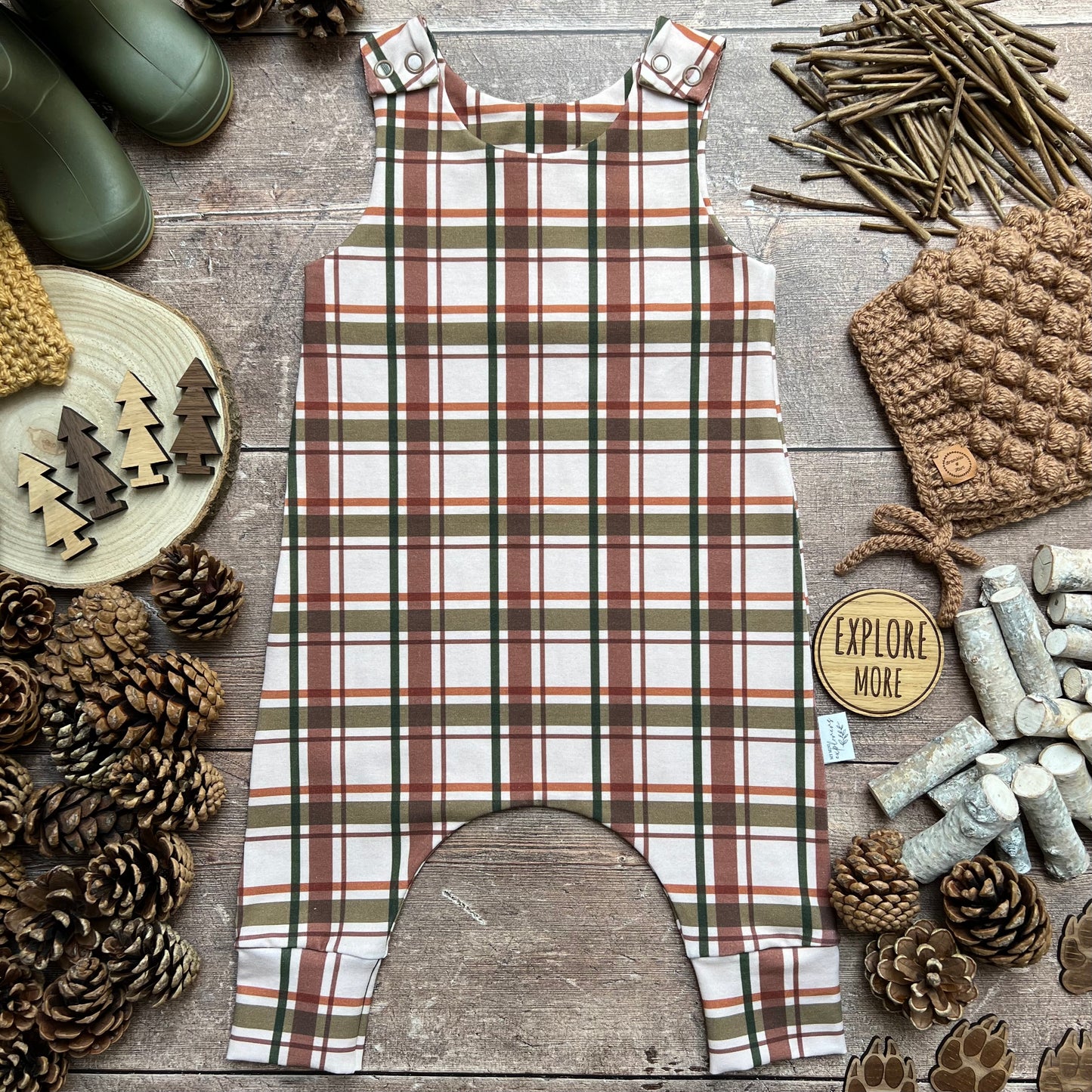 Wild Wood Check Romper 6-9m