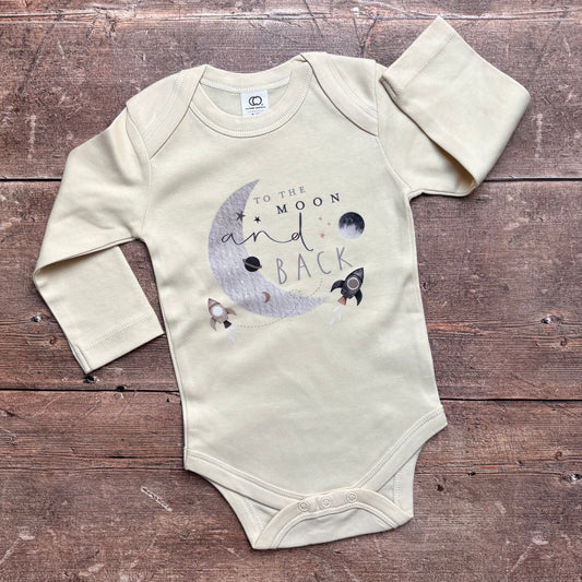 To the moon and back long sleeve bodysuit 3-6m (natural)