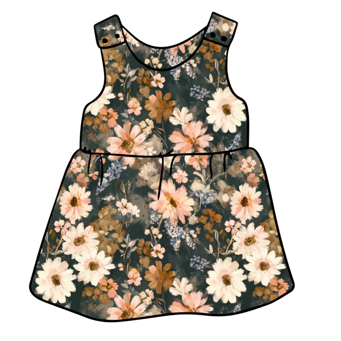 Fall Floral Child & Baby Pinafore Dress