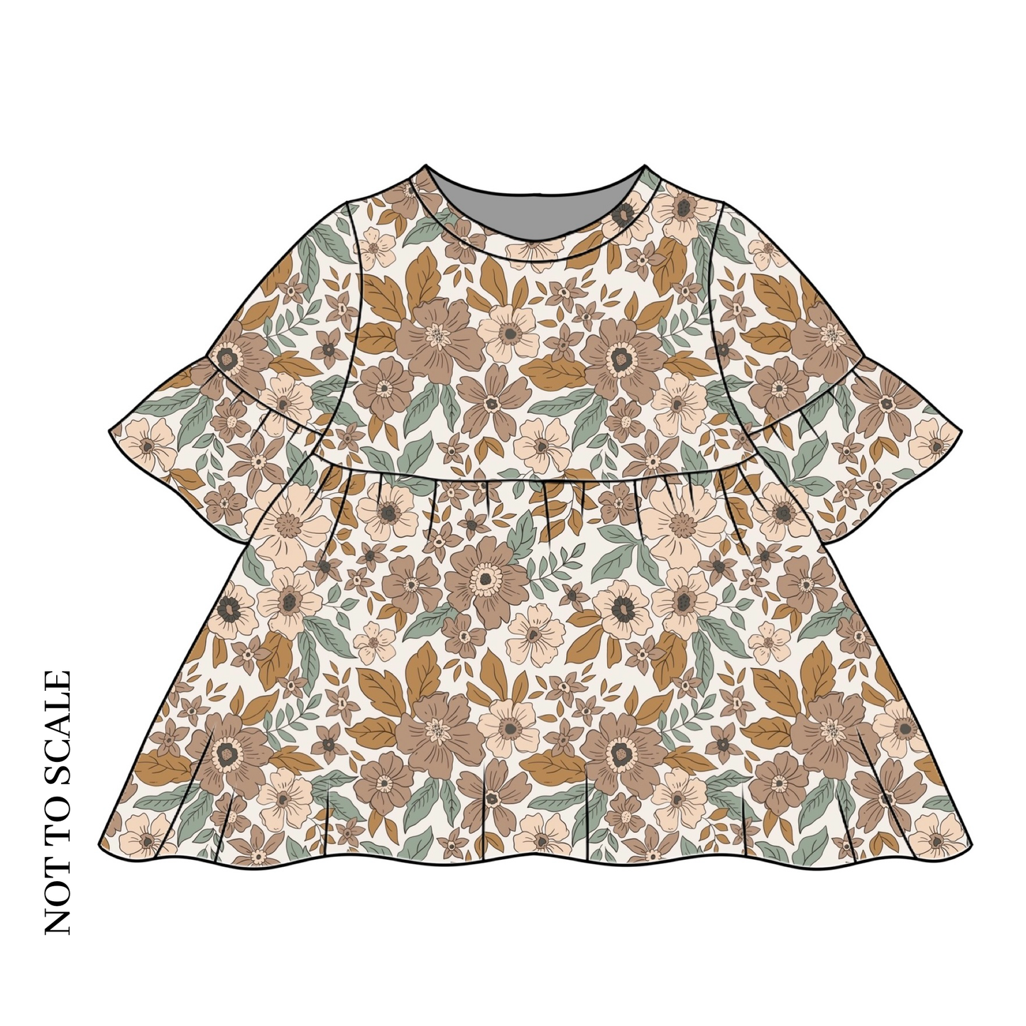 Folk Floral Child & Baby Frill Sleeve Dress