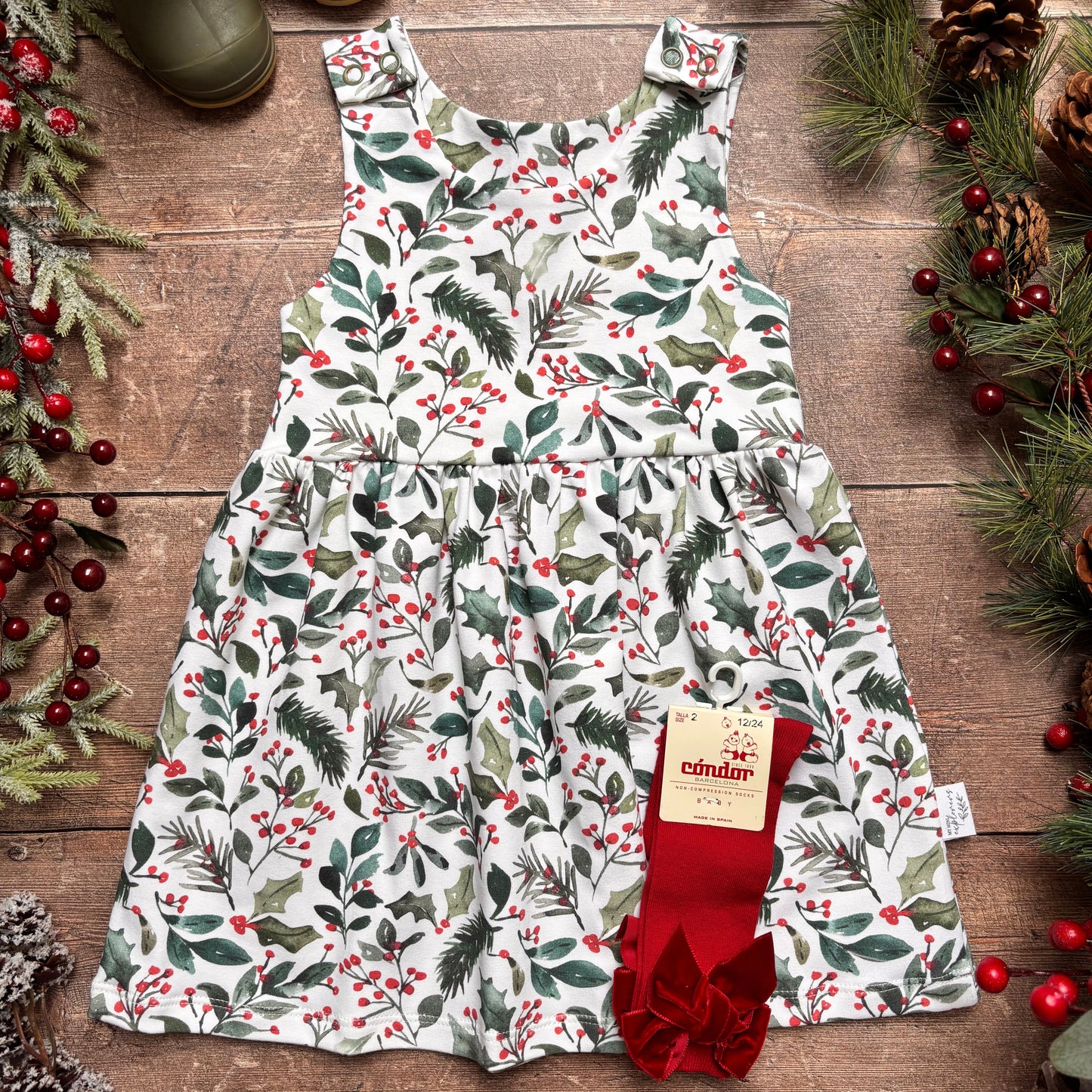 Winter Berries Child & Baby Pinafore Dress