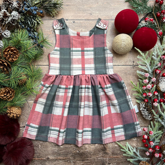Christmas Tartan Pinafore Dress 6-9m