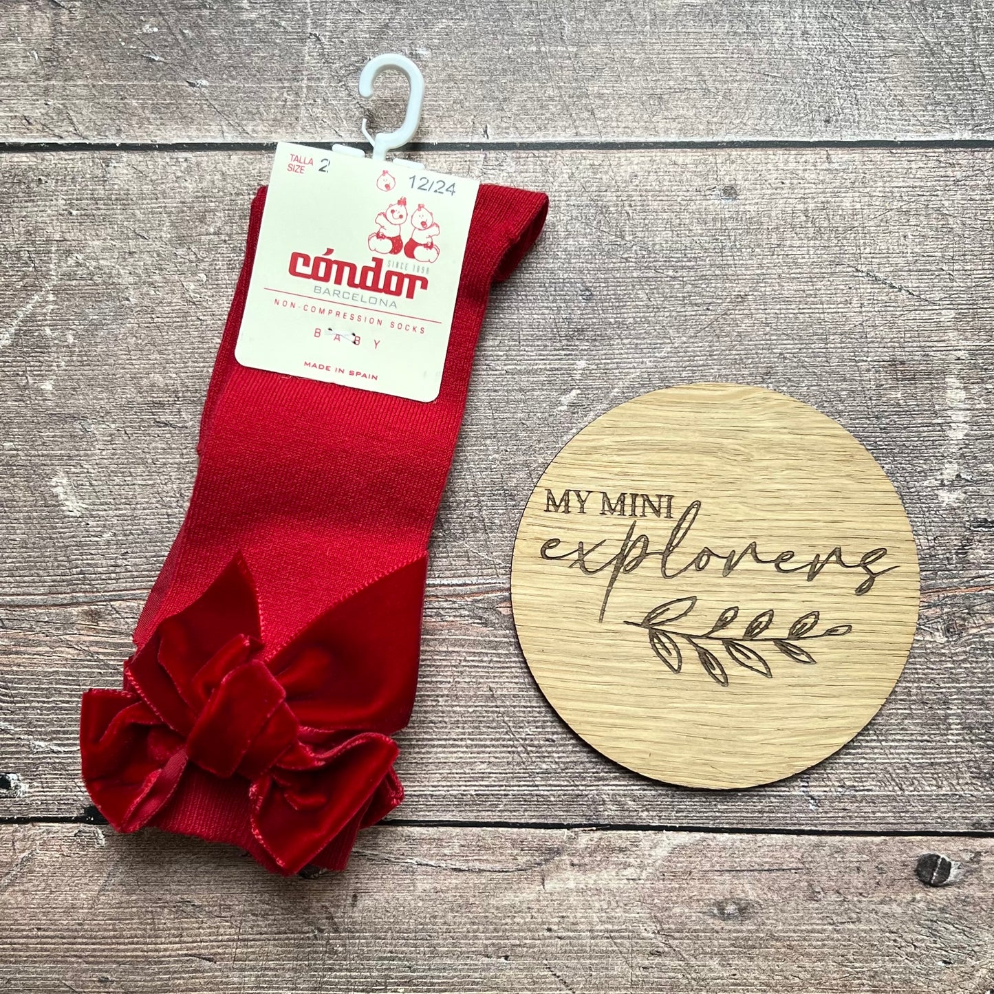 Cóndor Velvet Bow Knee High Socks - RED VELVET