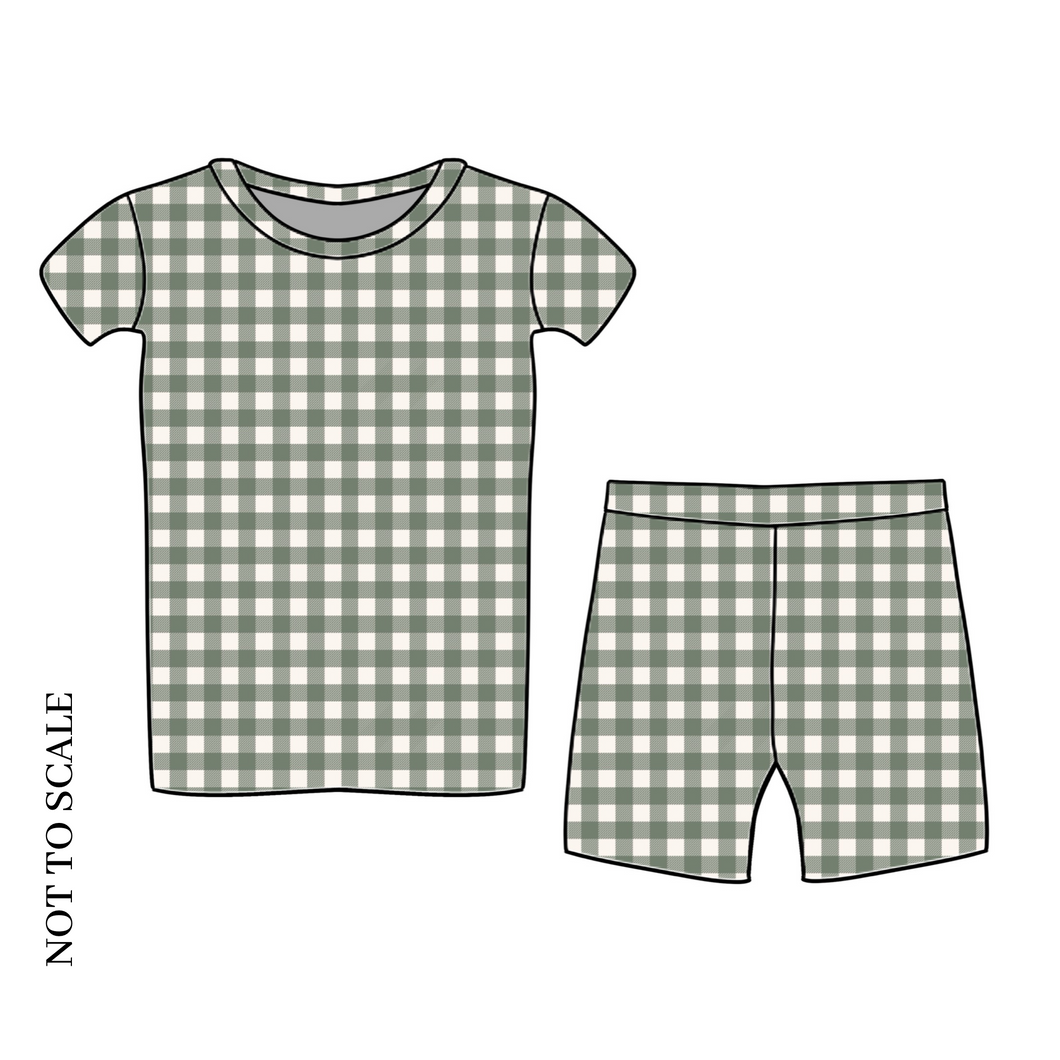 Forest Gingham Shorts Lounge Set