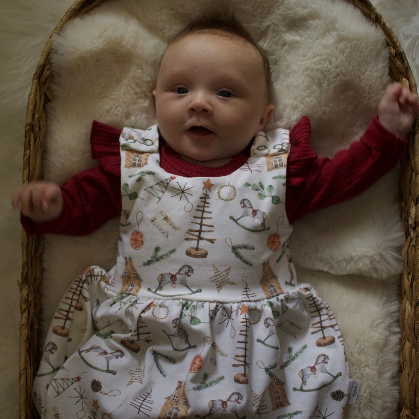 Scandi Christmas Child & Baby Pinafore Dress
