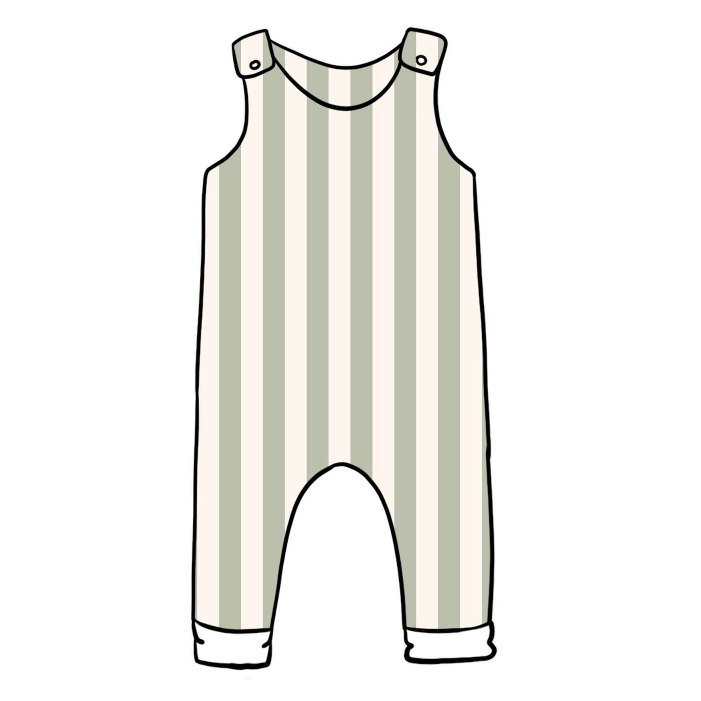 Sage Stripes Child & Baby Full Length Romper